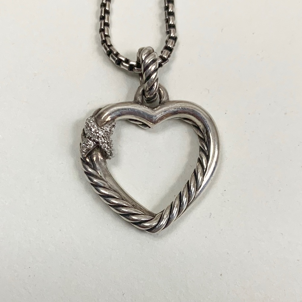 David Yurman Diamond X Heart Necklace